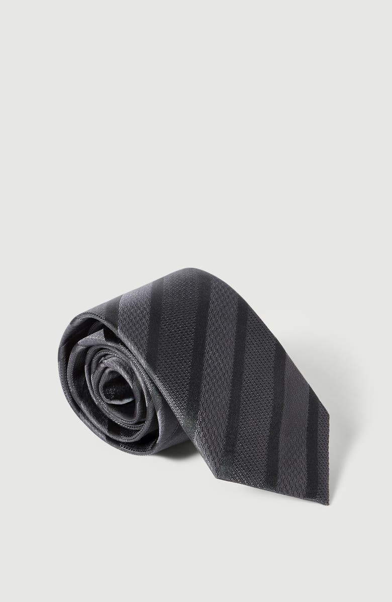 Brunello Cucinelli Texured tone-on-tone stripe silk tie, Alternate, color, Dark Grey