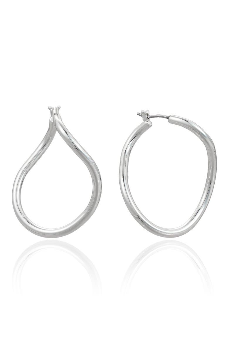 Thin Strand Hoop Earrings, Main, color, SILVER