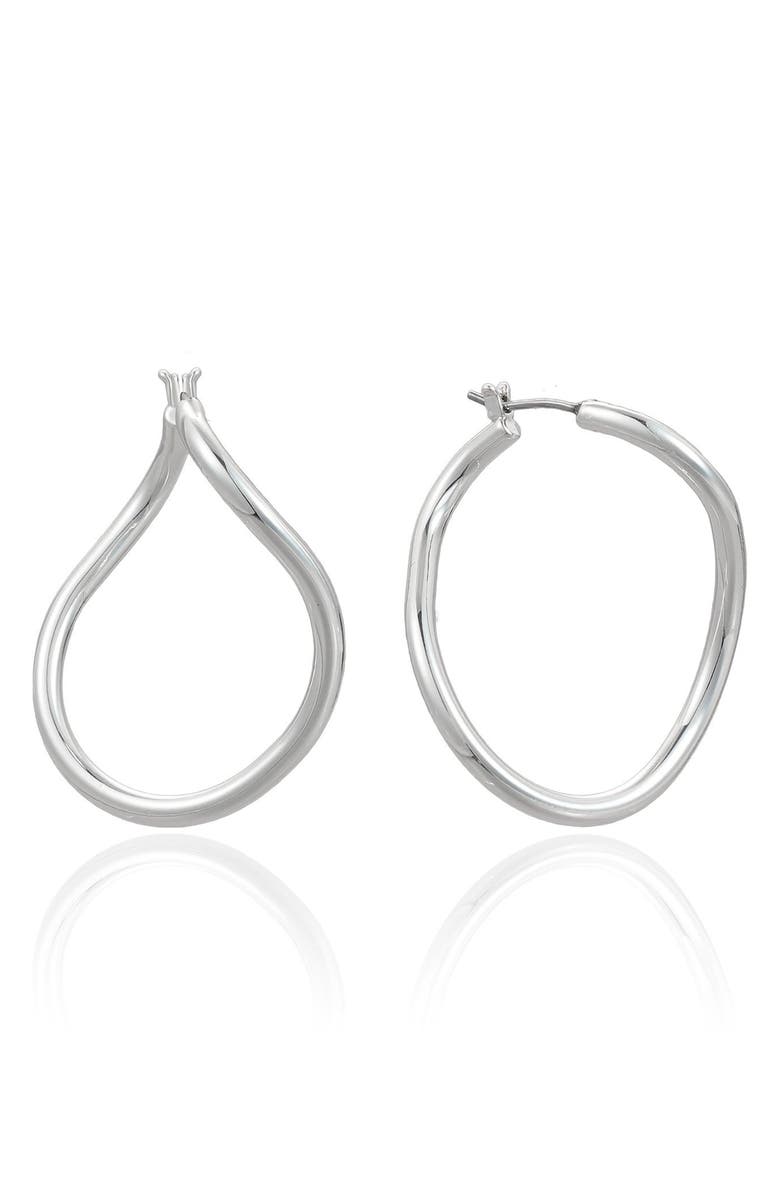 Ettika Thin Strand Hoop Earrings, Main, color, Silver