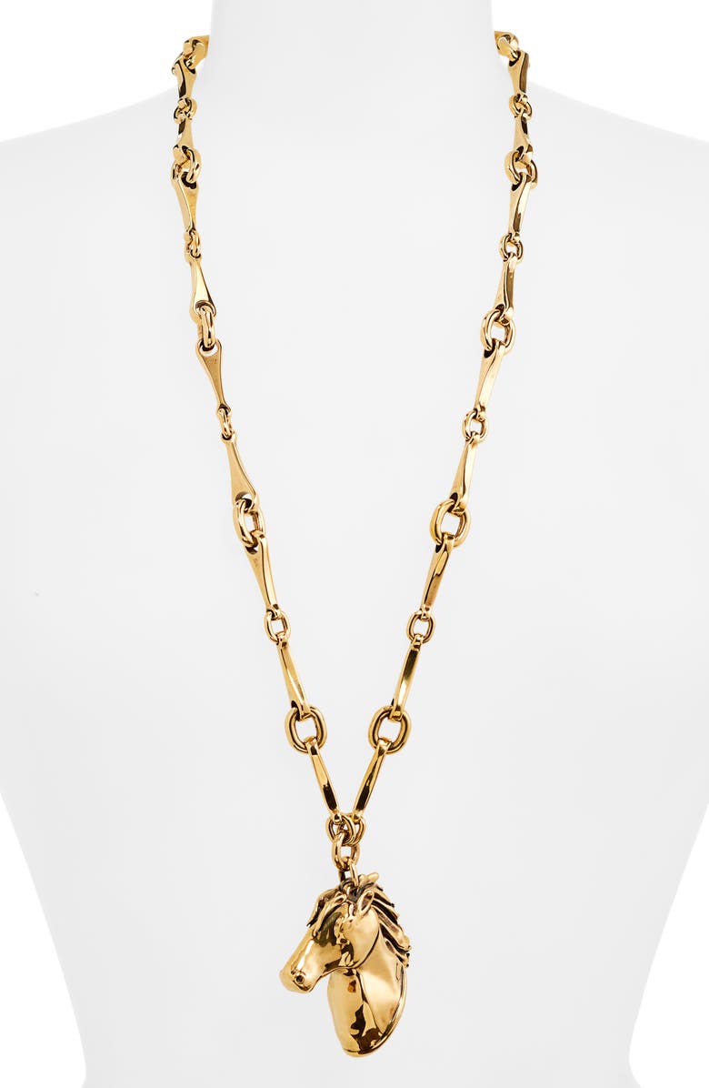 Chloé Horse Head Pendant Necklace, Alternate, color,