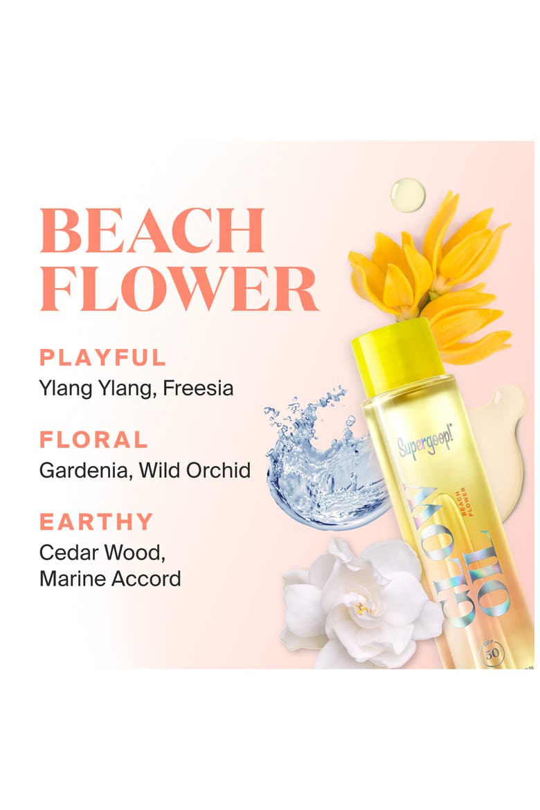 Glow Oil SPF 50 Scented Sunscreen Body Oil, Alternate, color, BEACH FLOWER