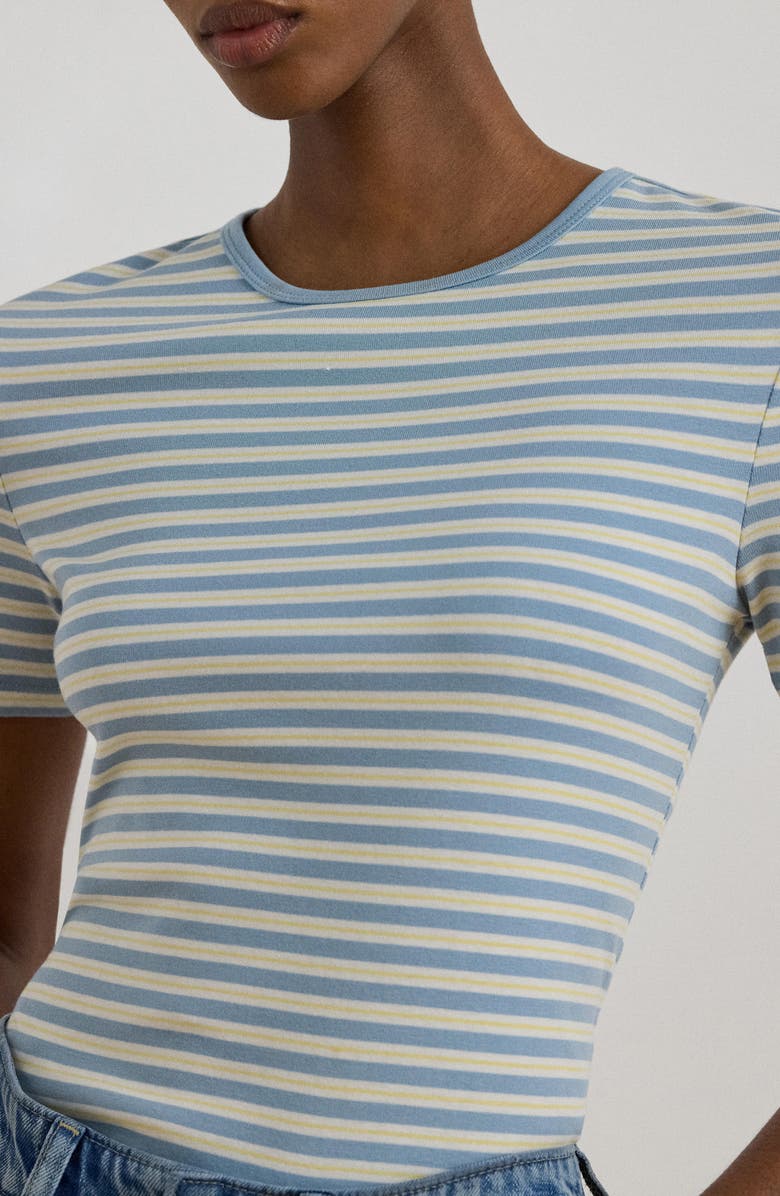 Lauren Ralph Lauren Stripe Cotton Blend Rib T-Shirt, Alternate, color, Blue Note Multi