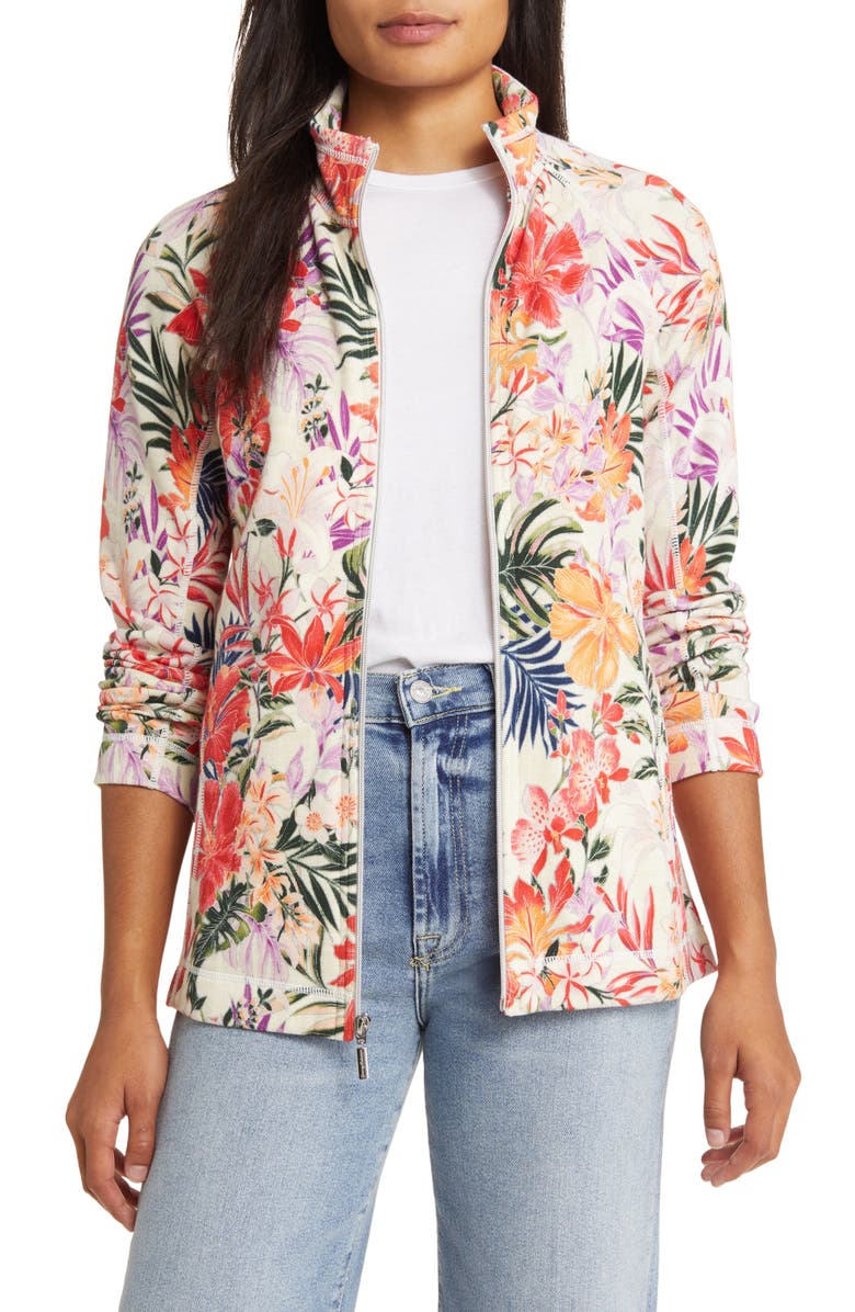 Tommy Bahama Aruba Hidden Bliss Floral Zip Front Jacket, Main, color, 