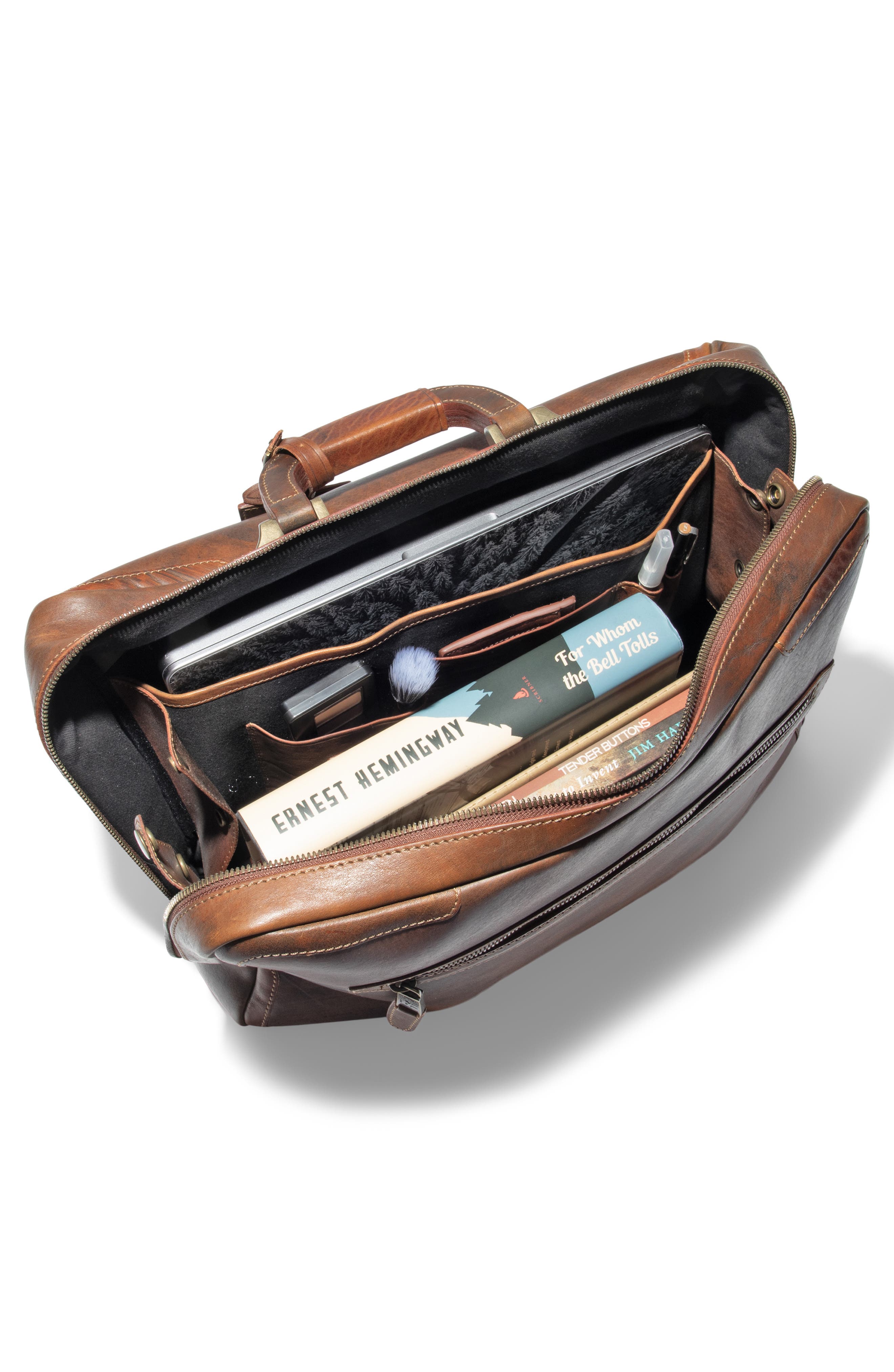 The Continental Leather Briefcase, Alternate, color, COGNAC