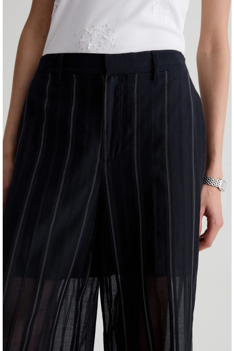 Anna Pinstripe Semisheer Wide Leg Cotton & Silk Pants, Alternate, color, DAY TO NIGHT