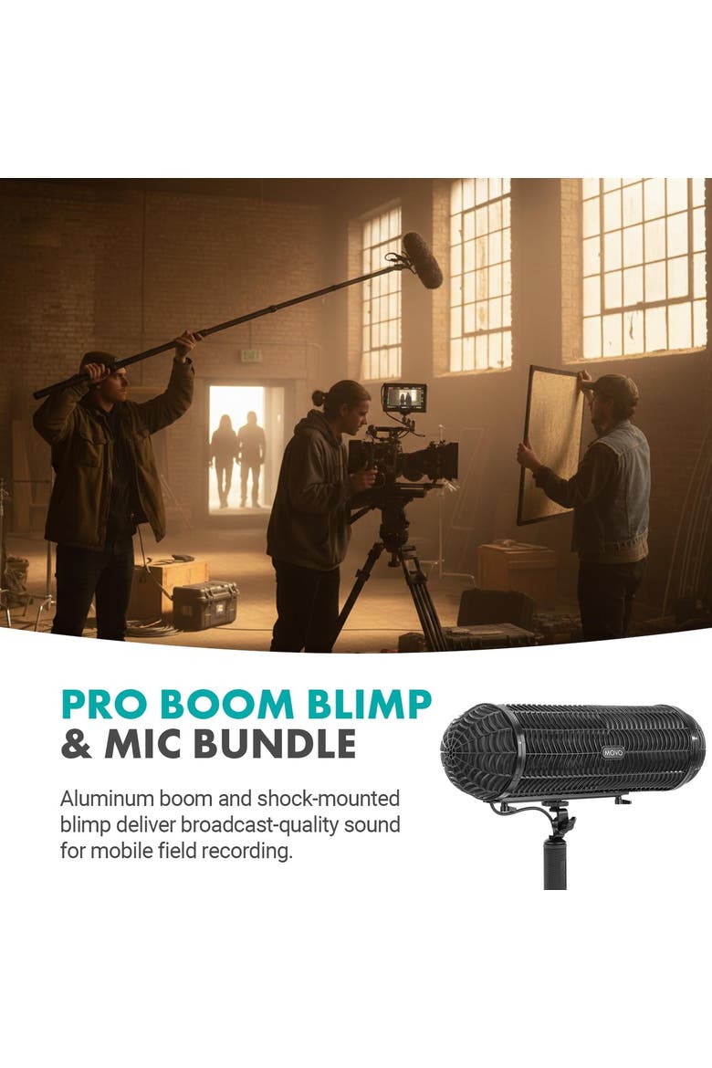 Boom Mic Kit with Supercardioid Shotgun Microphone, 9.8-Foot Boom Pole, Blimp, and Deadcat Windsceens, Alternate, color, Black