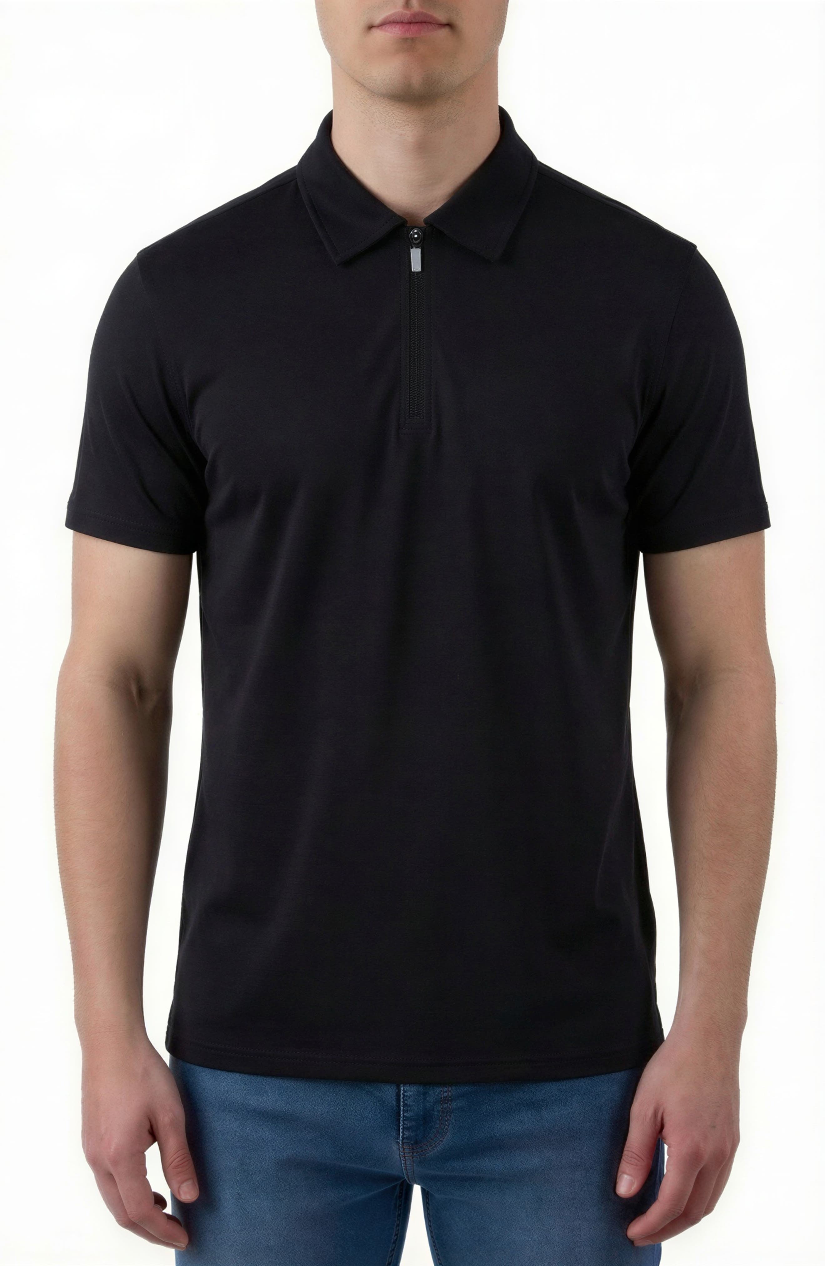 Victor Emmanuel Pima Cotton Knit Zip Polo
