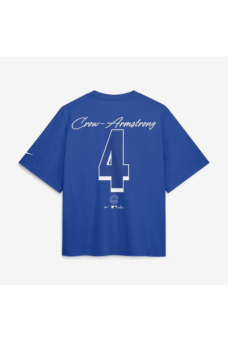 Women's Nike Pete Crow-Armstrong Royal Chicago Cubs Premium Essentials Boxy Name & Number T-Shirt, Alternate, color, Royal