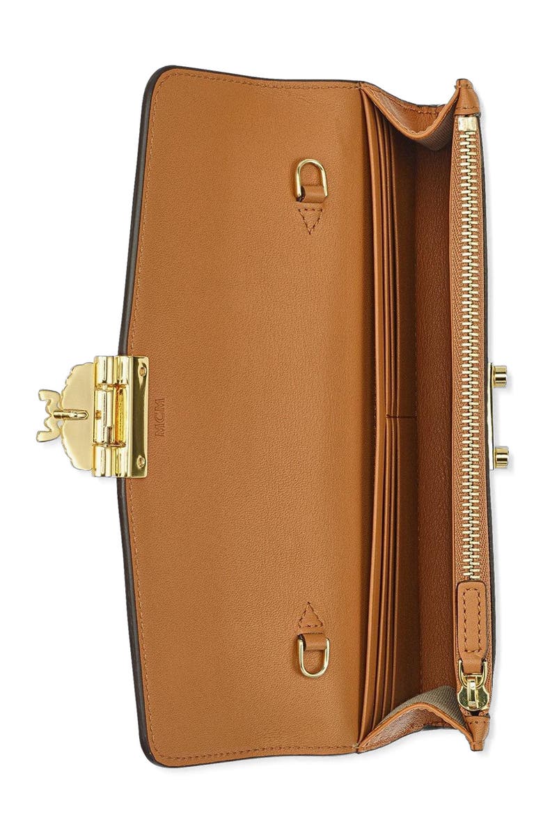 MCM Tracy Wallet on Chain in Visetos, Alternate, color, Cognac