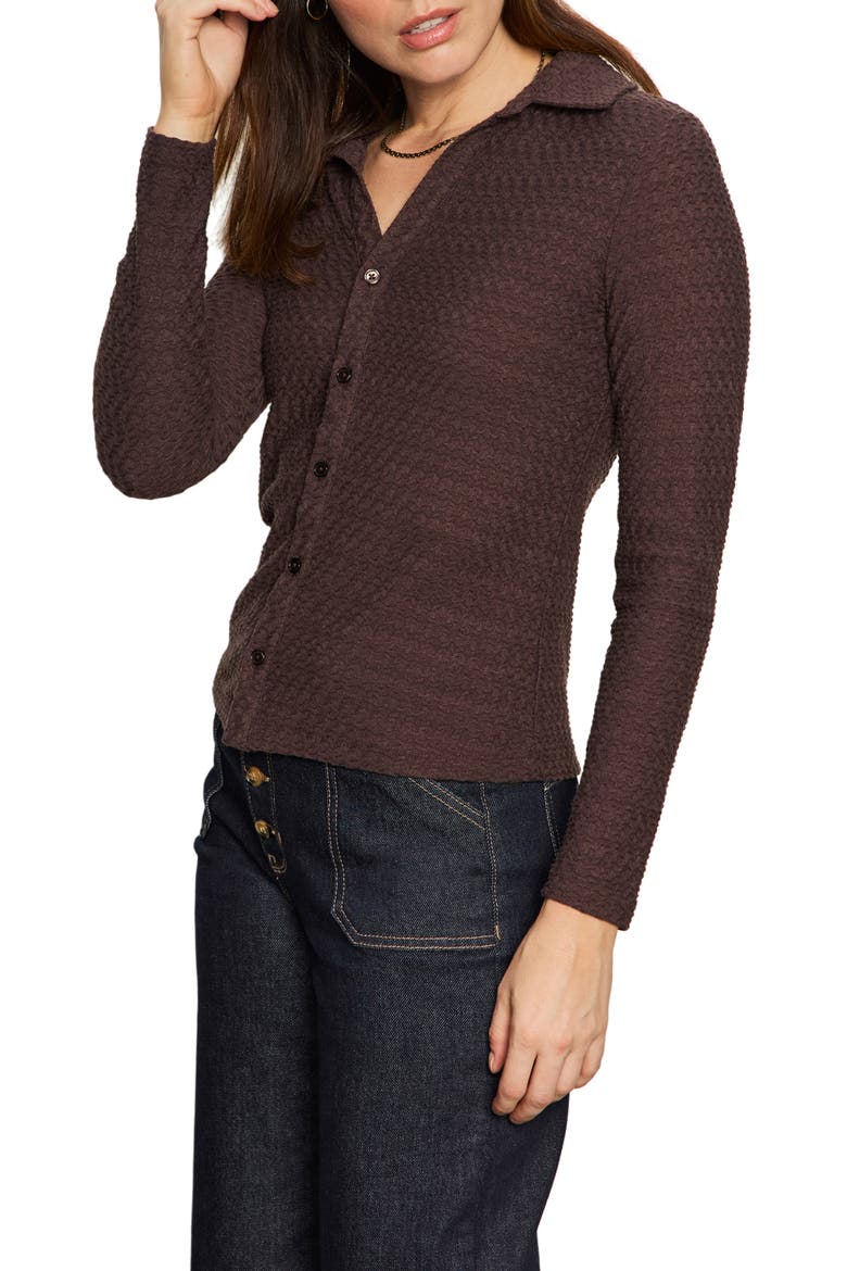 Dreamgirl Textured Knit Button-Up Shirt, Alternate, color, SEMI SWEET