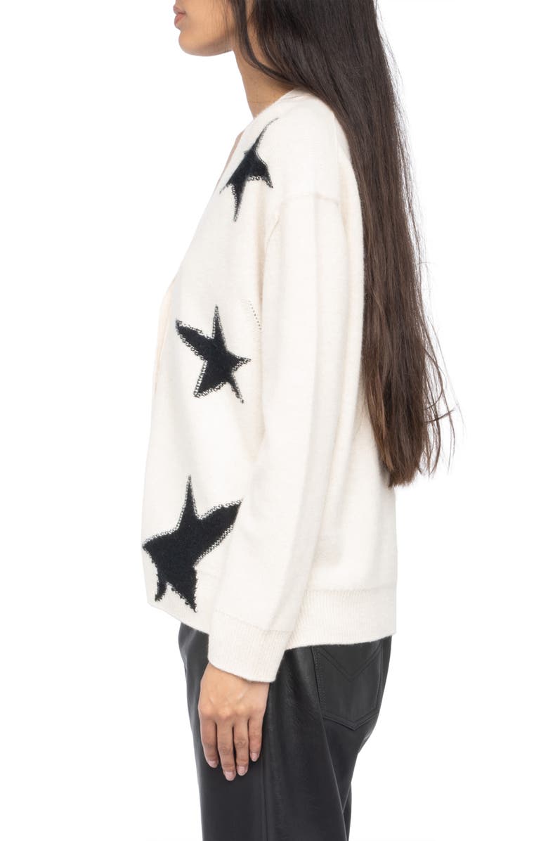 Zadig & Voltaire Mirka Star Cashmere Cardigan, Alternate, color, Ecru