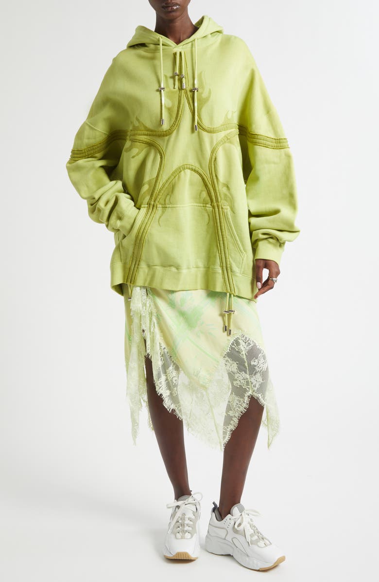 Collina Strada Lemon Picnic Waterlily Asymmetric Crepe Midi Skirt, Alternate, color, Lemon Picnic