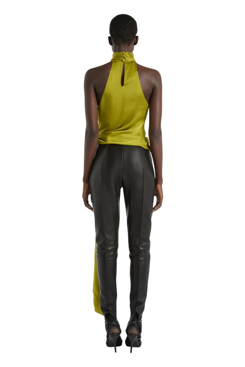 Open-Back Silk Chiffon Top, Alternate, color, green