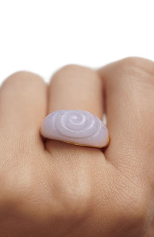 Pdpaola Blue Lace Agate Shell Ring In Blue Lace