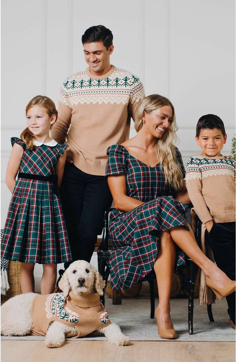 Hope & Henry Pets' Fair Isle Dog Sweater, Alternate, color, Camel Holiday Fair Isle