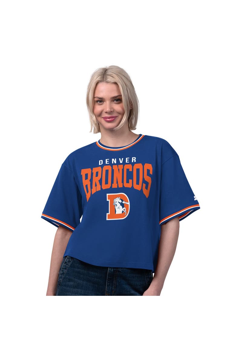 Women's Starter  Royal Denver Broncos Vintage Ace Cropped T-Shirt, Main, color, Royal