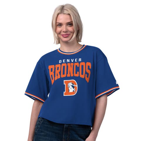 Women's Starter  Royal Denver Broncos Vintage Ace Cropped T-Shirt