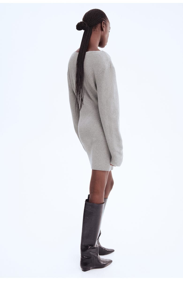 H&M Rib-knit Dress, Alternate, color, Gray Melange