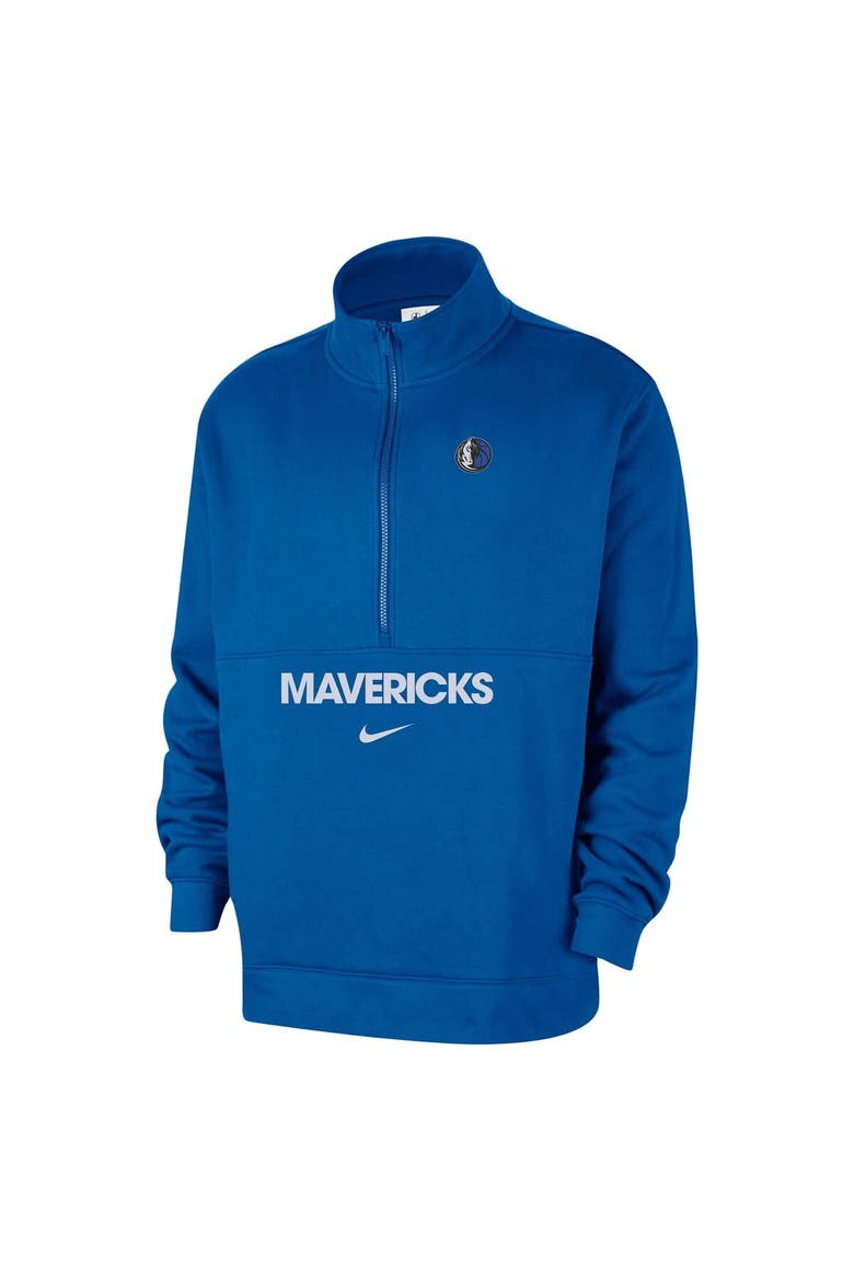 Men's Nike Royal Dallas Mavericks Courtside Club Half-Zip Jacket, Alternate, color, Royal