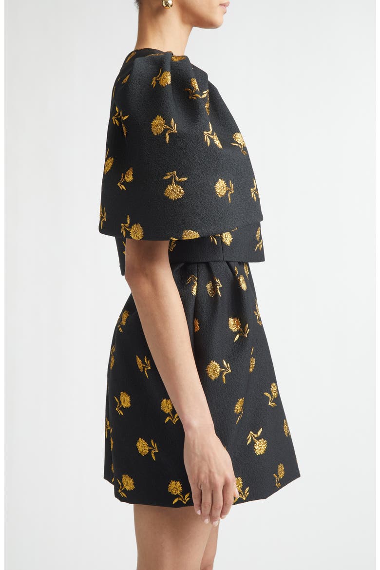Carnation Jacquard Bell Sleeve Crop Jacket, Alternate, color, BLACK MULTI