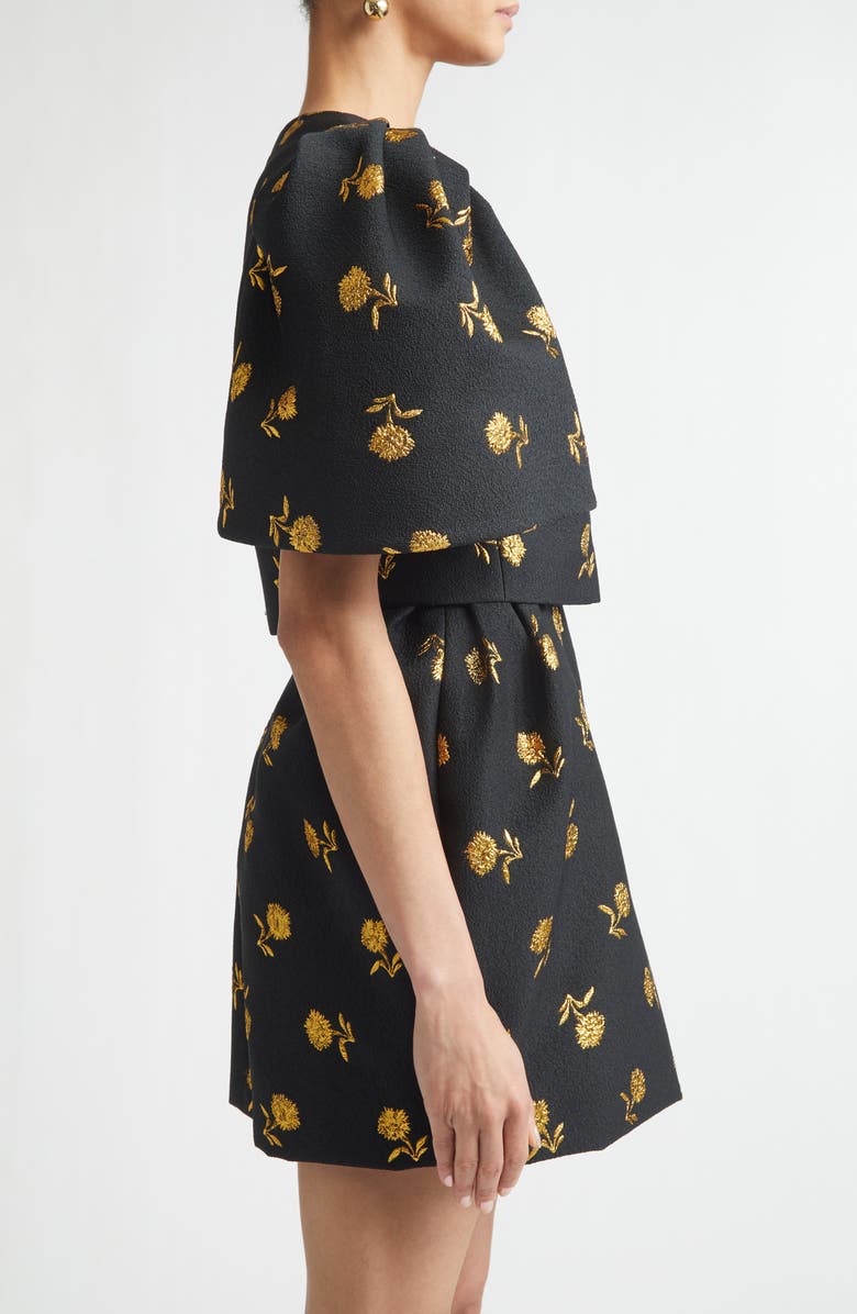 Carolina Herrera Carnation Jacquard Bell Sleeve Crop Jacket, Alternate, color, Black Multi