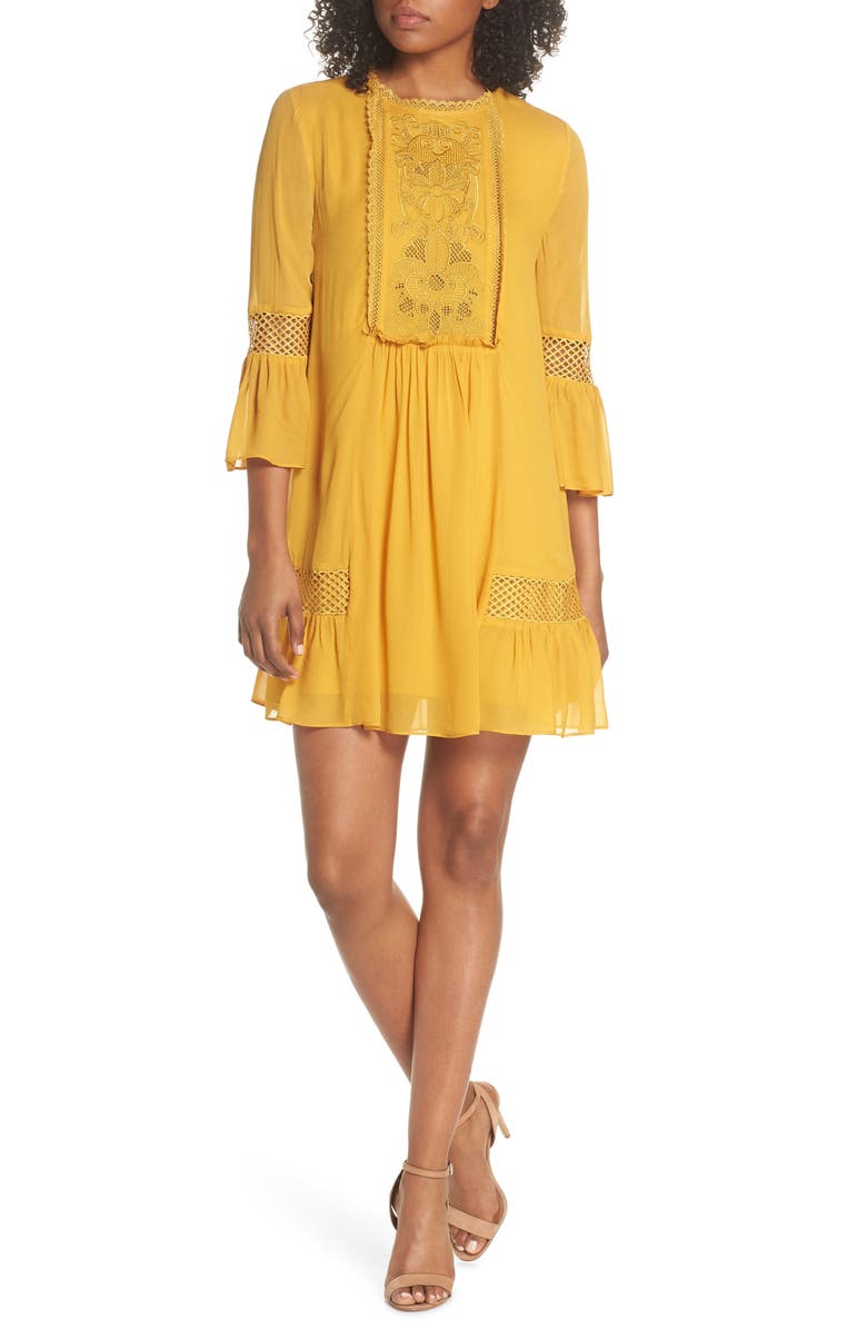 Ever New Embroidered Yoke Trapeze Dress, Main, color,