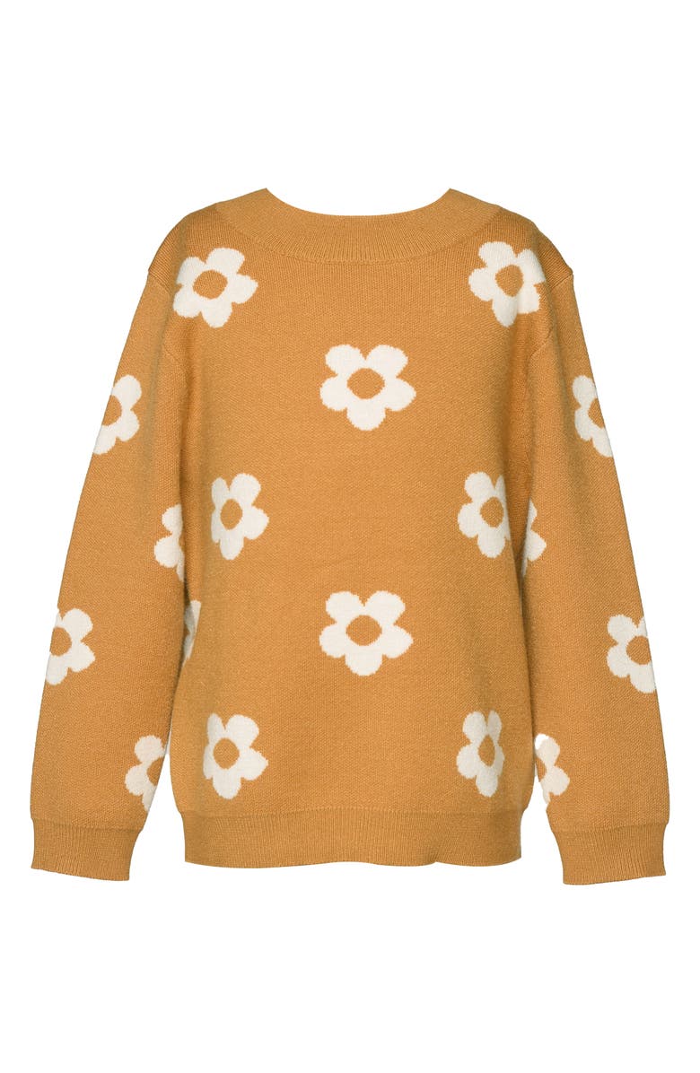 Truly Me Kids' Intarsia Flower Crewneck Sweater, Main, color,
