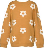 Truly Me Kids' Intarsia Flower Crewneck Sweater