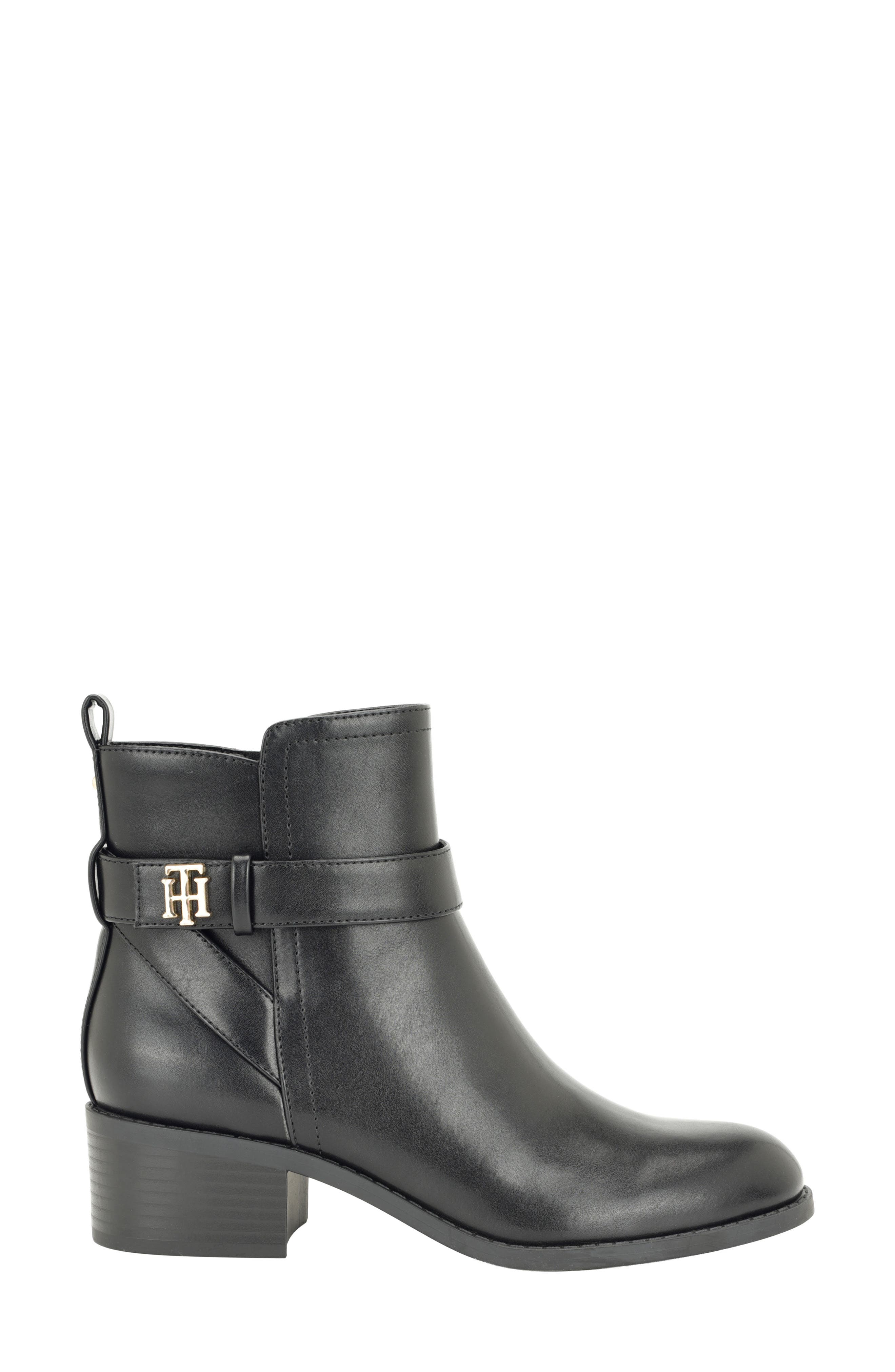 Deale Faux Leather Bootie, Alternate, color, BLACK