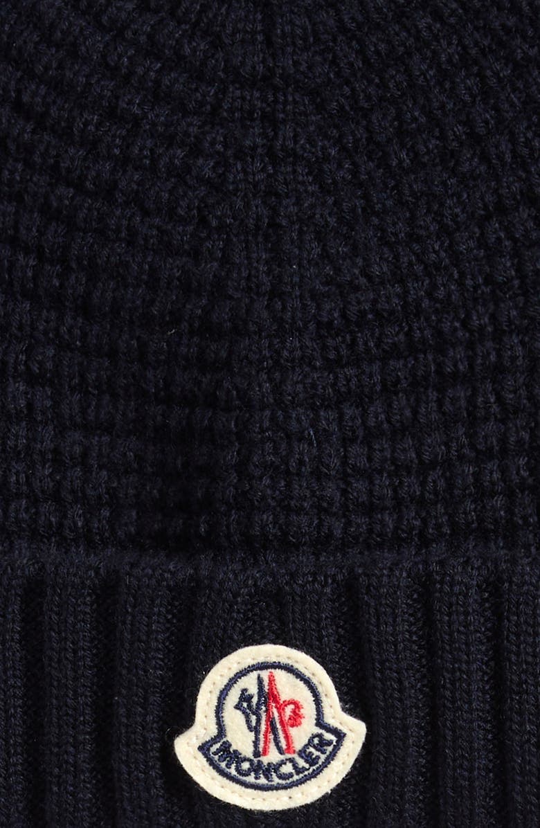 Moncler Kids' Virgin Wool Waffle Knit Beanie with Teddy Bear Ears, Alternate, color,