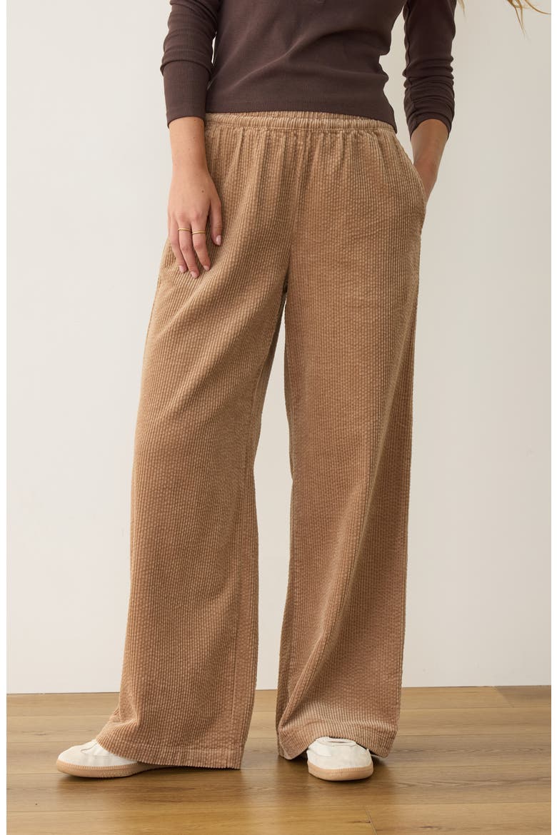 Allison Pull-On Wide Leg Corduroy Pants, Alternate, color, COCOA BROWN