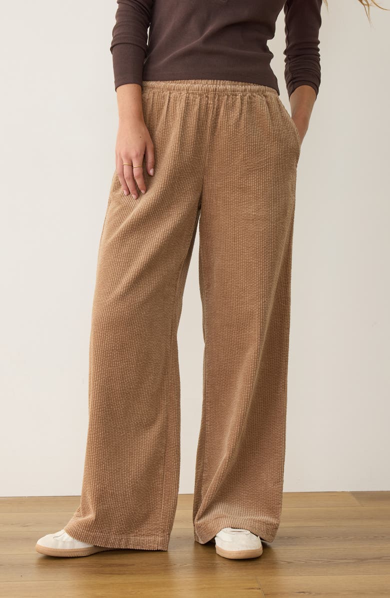 Marine Layer Allison Pull-On Wide Leg Corduroy Pants, Alternate, color, Cocoa Brown