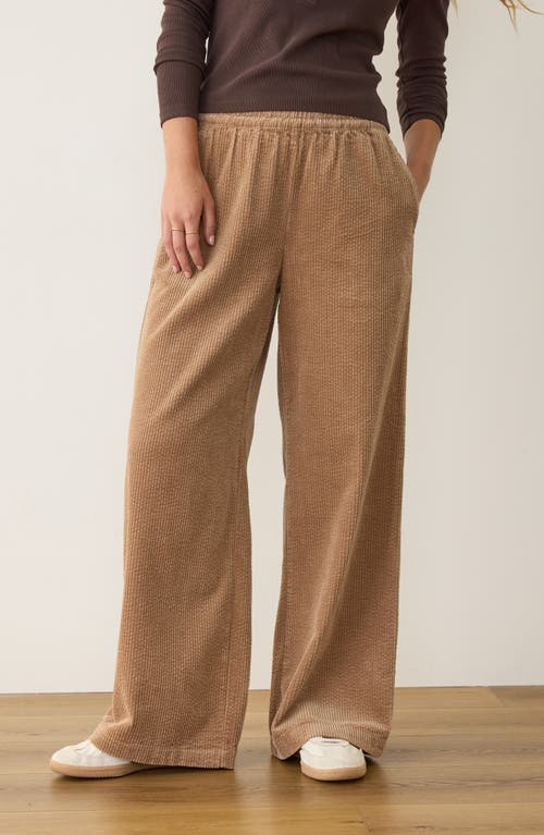 Marine Layer Allison Pull-on Wide Leg Corduroy Pants In Brown