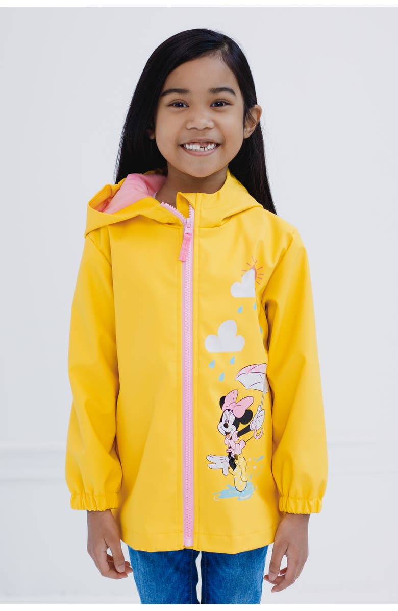 Disney Minnie Mouse Hooded Zip-Up Rain Jacket, Alternate, color, Minnie Rain Yellow