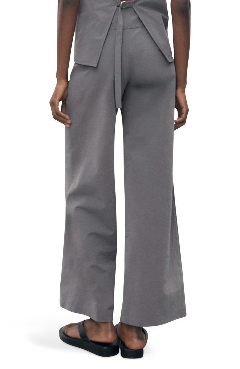 MANGO Belted Straight Leg Pants, Alternate, color, Grey