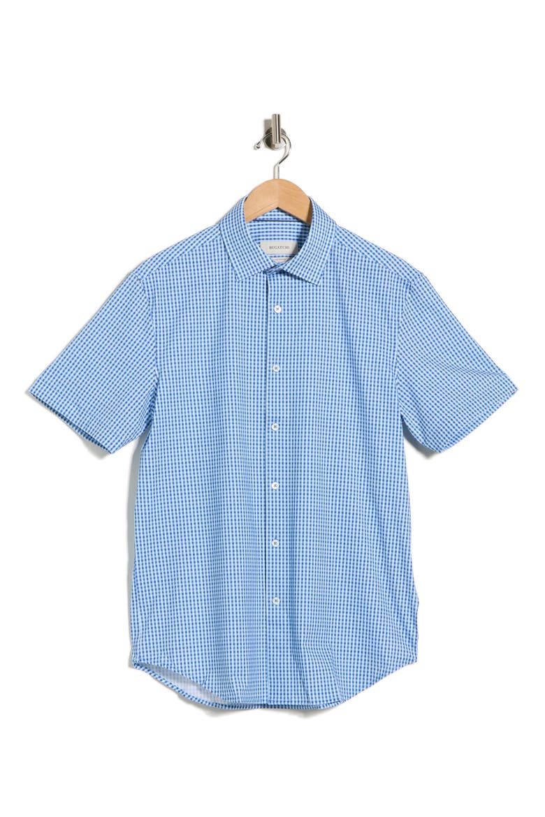 Plaid Stretch Cotton Short Sleeve Button-Up Shirt, Alternate, color, CLASSIC BLUE