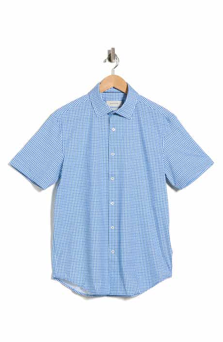 Bugatchi Plaid Stretch Cotton Short Sleeve Button-Up Shirt