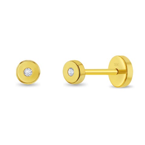 18k Round Bezel Girl Earrings
