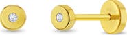 In Season Jewelry 18k Round Bezel Girl Earrings