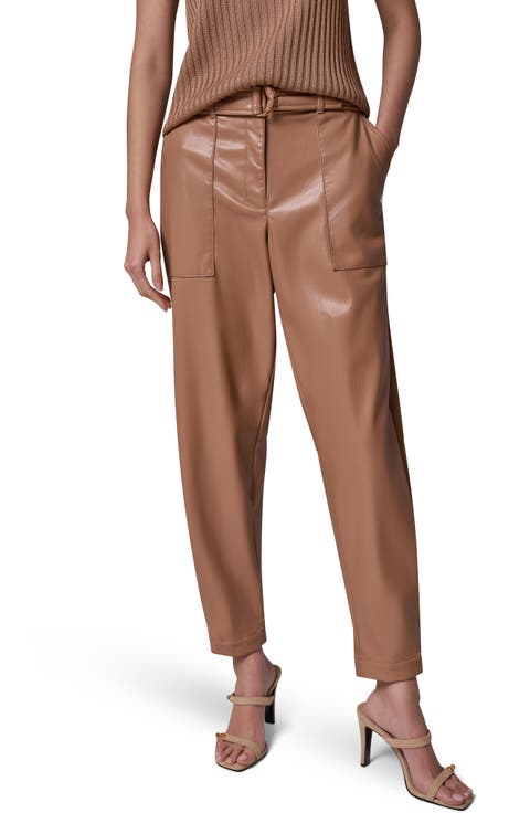Faux Leather Belted Cargo Pants