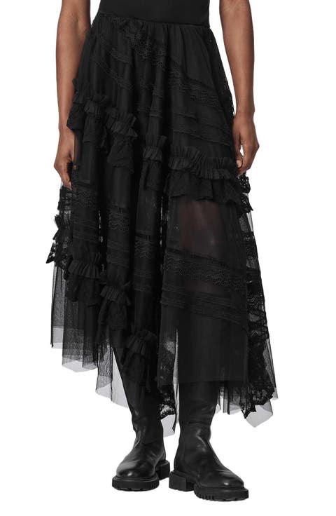 Jen Ruffle Lace Midi Skirt