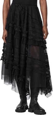 AllSaints Jen Ruffle Lace Midi Skirt