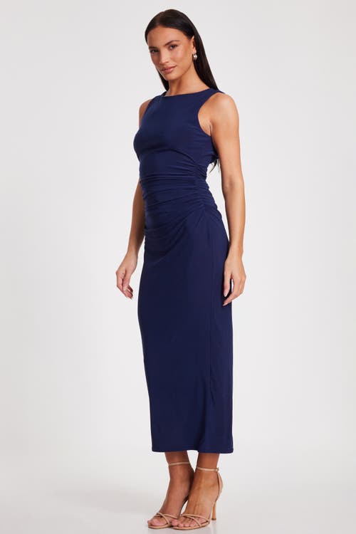 Quiz Cowl Back Ity Maxi Dress In Indigo