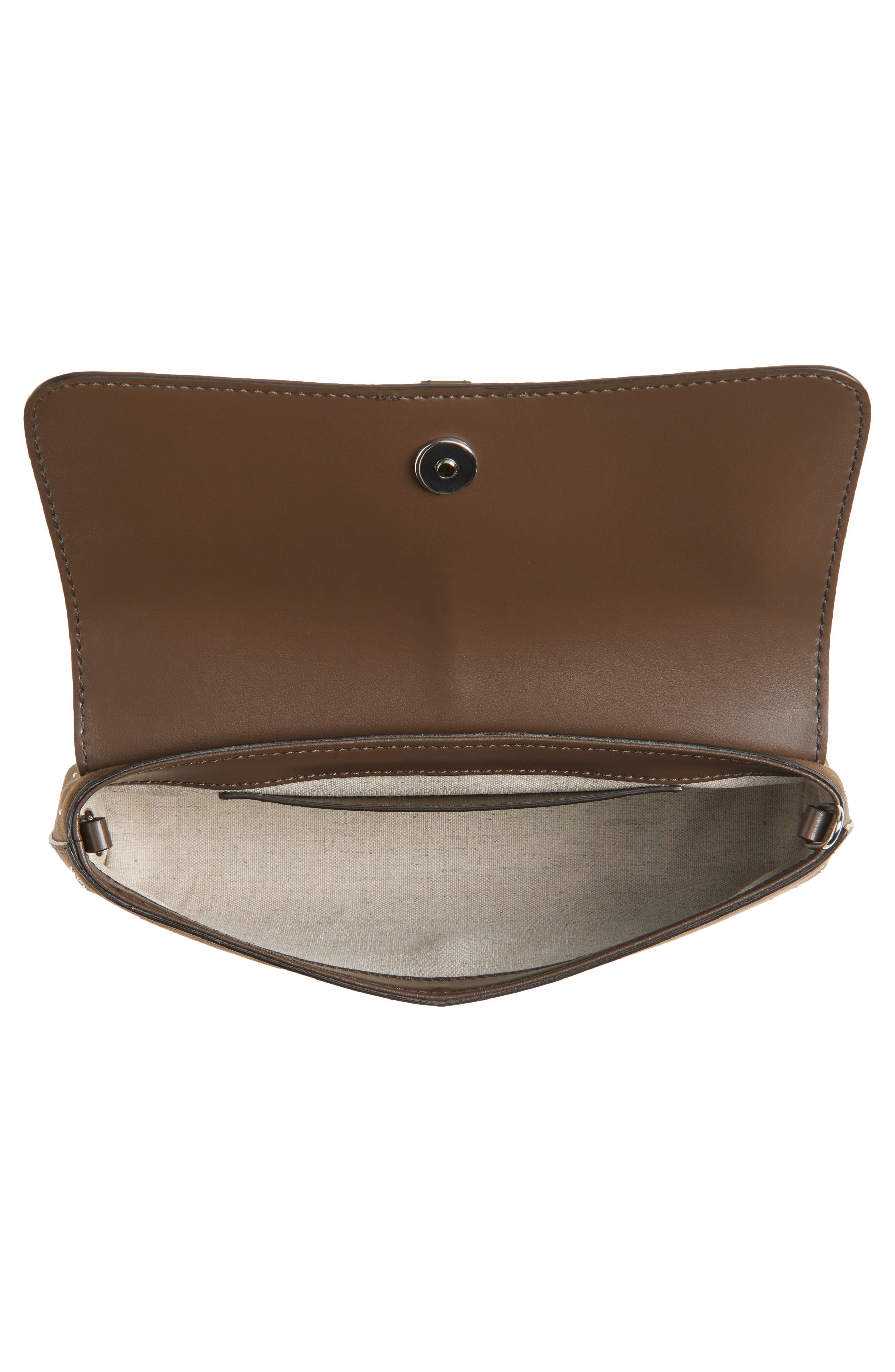 Stella McCartney Ryder Studded Faux Suede Shoulder Bag, Alternate, color, Moka