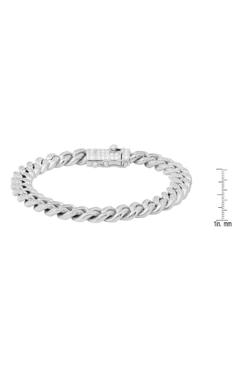 HMY JEWELRY 18k Gold Plated Stainless Steel Simulated Diamond Chain Bracelet, Alternate, color, Metallic