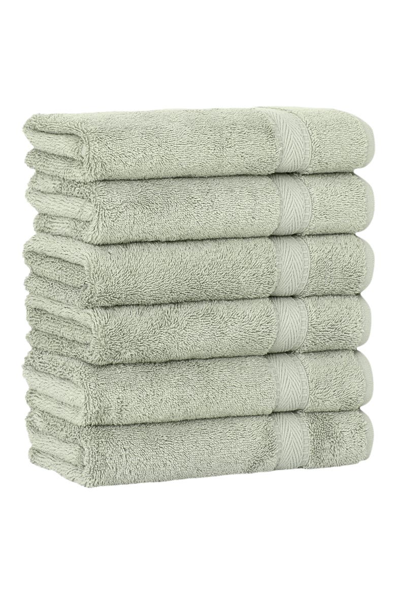 Sinemis Terry Hand Towels - Set of 6, Alternate, color, GREEN