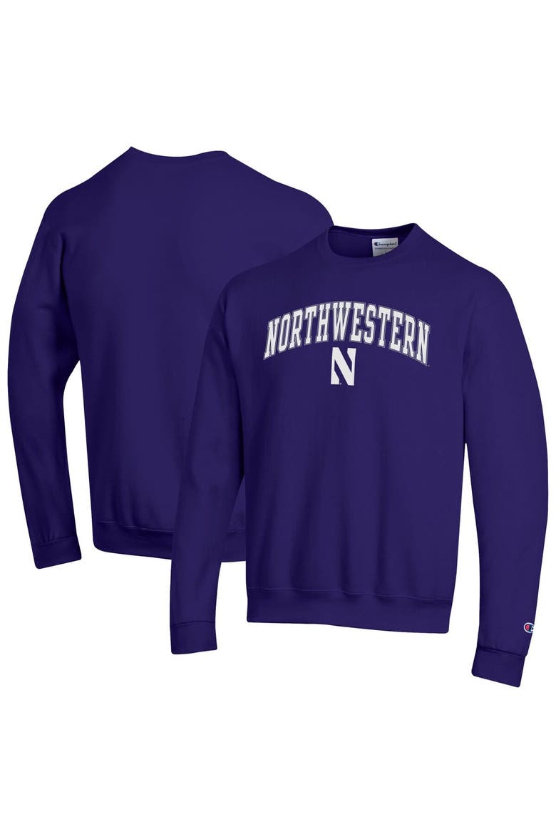 Men's Champion  Purple Northwestern Wildcats Arch Over Logo Pullover Sweatshirt, Alternate, color, Purple