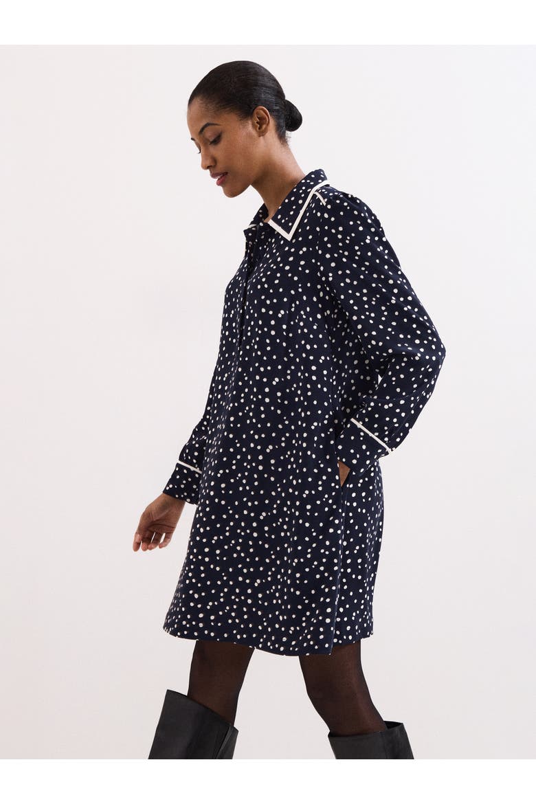 Collared Mini Tunic Dress, Main, color, Navy/Ivory
