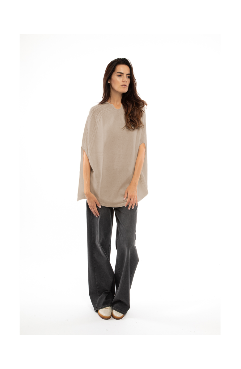 Monticelli Cashmere Pure Cashmere Elegant Cable Knit Poncho, Alternate, color, 