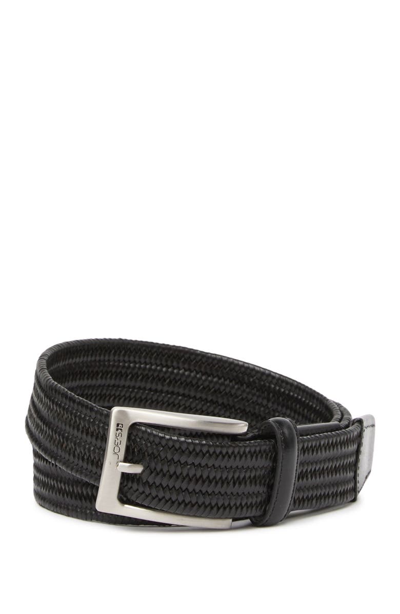 Joe's Leather Stretch Braid Belt, Main, color, Black